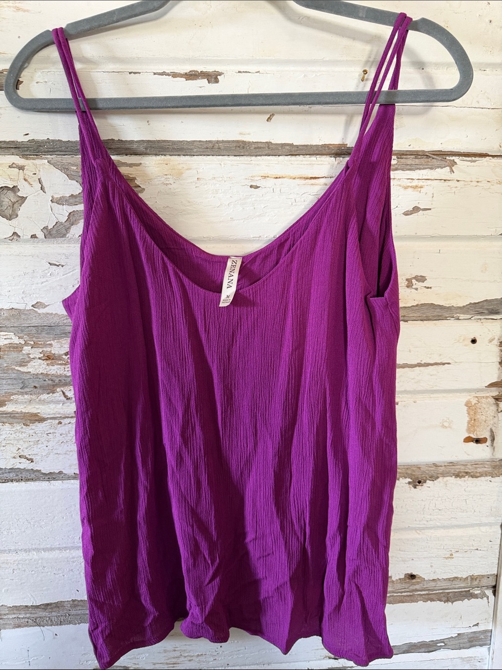 Zenana Outfitters Purple Double-Strap Textured Camisole